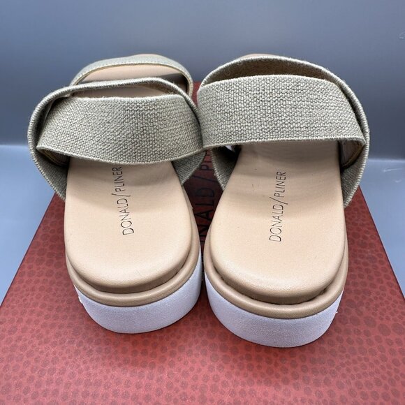Donald Pliner Platform Sandal Linen Blend Natural Slip-On Women 8M - Picture 7 of 10